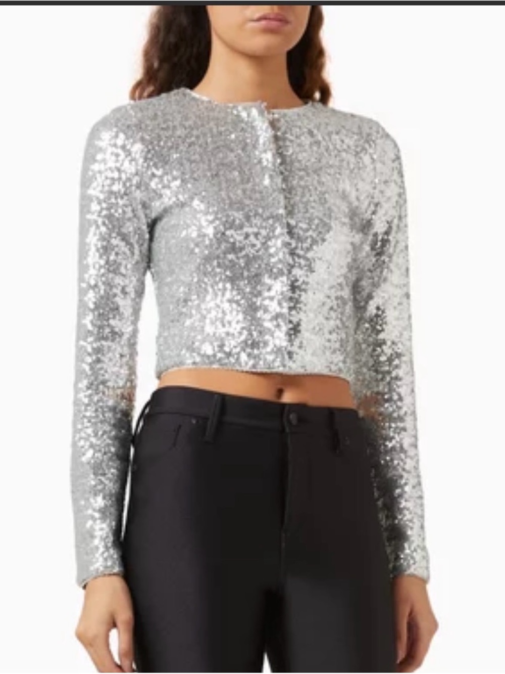 NWT Good American Silver Cluster Sequin Cardigan size 2xl